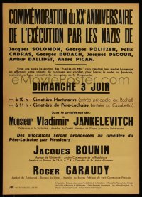 7g0678 COMMEMORATION DU XXE ANNIVERSAIRE 16x22 French special poster 1962 Nazi Executions!