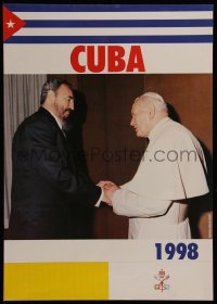 7g0681 CUBA 1998 15x22 Cuban special poster 1998 Pope John Paul II shaking hands with Fidel Castro!