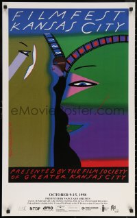 7g0491 FIFTH ANNUAL FILM FEST KANSAS CITY 22x35 film festival poster 1998 wild art of faces, woman!