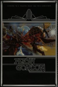 7g0699 FLASH GORDON foil 25x38 special poster 1980 best different vertical art by Philip Castle!