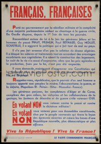 7g0459 FRANCAIS FRANCAISES 22x32 French political campaign 1958 vote for Parti Communiste Francais!