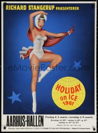7g0708 HOLIDAY ON ICE 24x34 Danish special poster 1961 figure skating ice capades show!