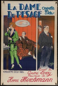 7g0508 LA DAME DU PESAGE 32x47 French stage poster 1924 woman phoning & eavesdropping, Clerice art!