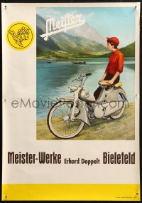 7g0526 MEISTER 17x24 German advertising poster 1950s Goebel Motorcycles, art of lake!