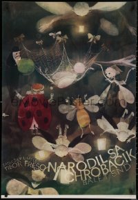 7g0510 NARODIL SA CHROBACIK 26x38 Slovak stage poster 1985 flying insects by Cestmir Pechr!