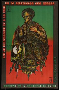 7g0735 NO TO MILITARISM & HUNGER 18x28 Cuban special poster 1981 art by Rafael Morante!