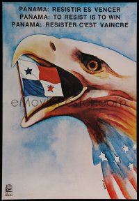 7g0741 PANAMA TO RESIST IS TO WIN 16x23 Cuban special poster 1989 Blanco art of eagle w/flag of Panama!