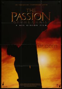 7g0742 PASSION OF THE CHRIST teaser 27x40 special poster 2004 Mel Gibson, James Caviezel as Jesus on cross!