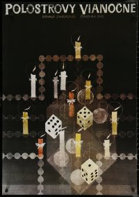 7g0511 POLOSTROVY VIANOCNE 26x38 Slovak stage poster 1987 art of candles and dice by Cestmir Pechr!