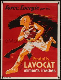 7g0527 PRODUITS LAVOCAT 27x36 French advertising poster 1950s H. Prost rugby player and horse, rare!