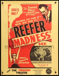 7g0759 REEFER MADNESS 17x22 special poster R1972 marijuana is the sweet pill that makes life bitter!