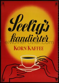 7g0528 SEELIG'S KANDIERTER KORN KAFFEE 24x33 German advertising poster 1950s Walter Muller, red!