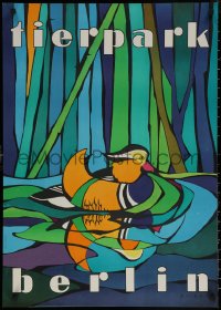 7g0780 TIERPARK BERLIN 23x32 East German special poster 1977 colorful art of duck by Stieff!