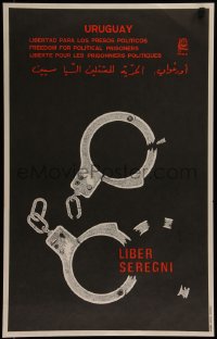 7g0789 URUGUAY LIBER SEREGNI 17x27 Cuban special poster 1980 Rafael Enriquez art of handcuffs!