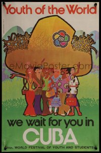 7g0794 YOUTH OF THE WORLD WE WAIT FOR YOU IN CUBA 14x22 Cuban special poster 1978 Menede art!