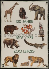 7g0798 ZOO LEIPZIG 23x32 East German special poster 1978 Jutta Damm-Fiedler art of animals!