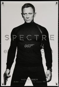 7g1139 SPECTRE teaser DS 1sh 2015 cool image of Daniel Craig in black as James Bond 007 with gun!