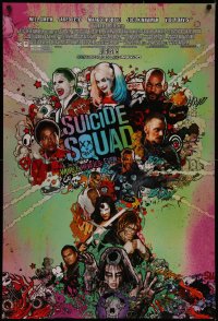 7g1152 SUICIDE SQUAD advance DS 1sh 2016 Smith, Leto as the Joker, Robbie, Kinnaman, cool art!