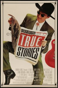 7g1178 TRUE STORIES style B 1sh 1986 giant image of star & director David Byrne reading newspaper!