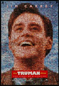 7g1179 TRUMAN SHOW teaser DS 1sh 1998 really cool mosaic art of Jim Carrey, Peter Weir