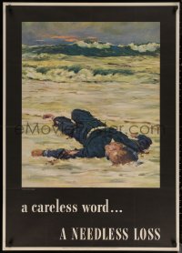 7g0414 CARELESS WORD A NEEDLESS LOSS 29x40 WWII war poster 1943 Fischer art of fallen sailor!