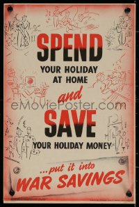 7g0419 SPEND YOUR HOLIDAY AT HOME 10x15 English WWII war poster 1945 people enjoying activities!