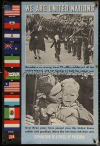 7g0422 WE ARE UNITED NATIONS 27x39 WWII war poster 1944 photographs taken from Life magazine!