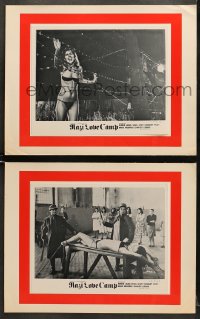 7h0680 NAZI LOVE CAMP group of 2 8x10 stills on 11x14 printed backgrounds 1977 classic bad taste!
