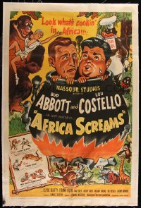 7h0010 AFRICA SCREAMS linen 1sh 1949 art of natives cooking Bud Abbott & Lou Costello in cauldron!