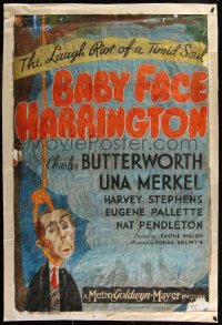 7h0006 BABY FACE HARRINGTON 26x39 1sh 1935 art of Charles Butterworth hanging from noose, ultra rare!