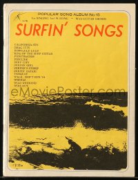 7h0895 SURFIN' SONGS softcover book 1964 Wipe Out, Surf City, California Sun, Surfin' Safari & more!