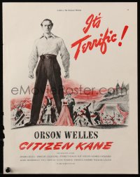 7h0759 CITIZEN KANE magazine page 1941 great full-length image of Orson Welles, it's terrific!