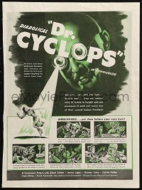 7h0761 DOCTOR CYCLOPS magazine page 1940 Ernest B. Schoedsack, art of mad scientist & tiny woman!