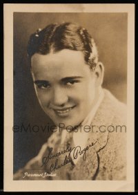 7h0418 CHARLES BUDDY ROGERS deluxe 5x7 fan photo 1920s Paramount portrait with facsimile signature!