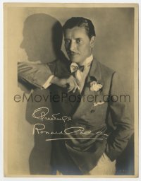 7h0425 RONALD COLMAN deluxe 7x9 fan photo 1929 great waist-high portrait with facsimile signature!