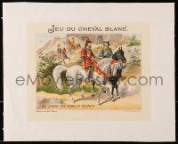 7h0491 JEU DU CHEVAL BLANC linen French 8x10 art print 1900s art of men on horses!