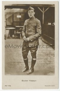 7h0609 BUSTER KEATON 3930/1 German Ross postcard 1928 full-length portrait in military uniform!