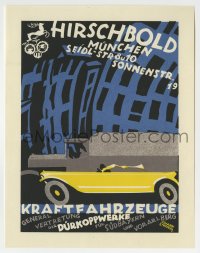 7h0490 HIRSCHBOLD MUNCHEN German 7x9 art print 1960s Johann B. Maier art of cars in the city!