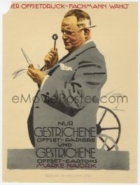 7h0495 LUDWIG HOHLWEIN 9x12 German art print 1926 Gestrichene, art of man w/ magnifying glass!