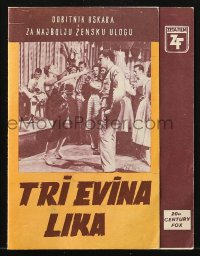 7h0928 THREE FACES OF EVE Yugoslavian herald 1957 Joanne Woodward has multiple personalities!