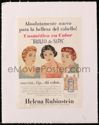 7h0405 HELENA RUBINSTEIN linen Spanish magazine ad 1950s great art of cosmetics & pretty women!