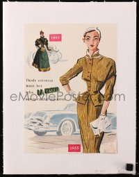 7h0406 LA EMILIA linen Argentinean magazine ad 1955 great art of fashionable women from 1892 & 1955!