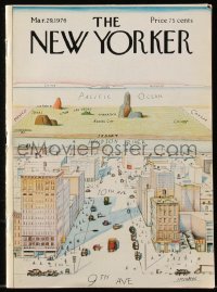 7h0395 NEW YORKER magazine March 29, 1976 classic Saul Steinberg NY over USA cover art!