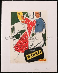7h0410 SUDAMTEX linen Uruguayan magazine ad 1950s great art of clothes made from their fabrics!