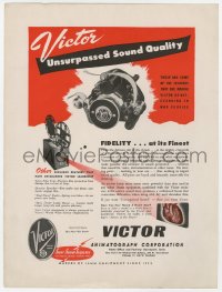 7h0413 VICTOR ANIMATOGRAPH CORPORATION magazine ad 1940s unsurpassed sound quality during the war!