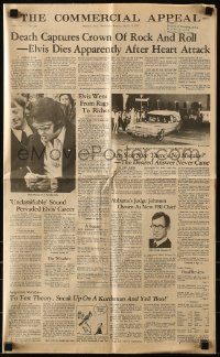 7h0273 ELVIS PRESLEY The Commercial Appeal newspaper 1977 front page headline on the day he died!