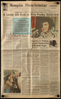 7h0272 ELVIS PRESLEY Memphis Press-Scimitar newspaper 1977 front page headline on the day he died!