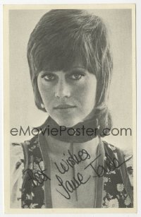 7h0438 JANE FONDA postcard 1970s head & shoulders portrait with facsimile signature!
