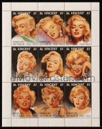 7h0118 MARILYN MONROE St. Vincent stamp sheet 1980s nine different art portraits of the sexy star!