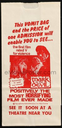 7h0958 MARK OF THE DEVIL vomit bag 1970 this movie is guaranteed to upset your stomach!